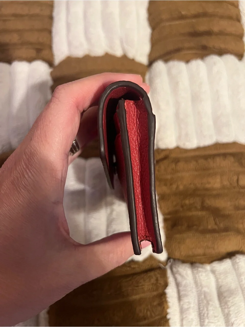 Coach Pebbled Leather Card Case in Washed Red NWTS!